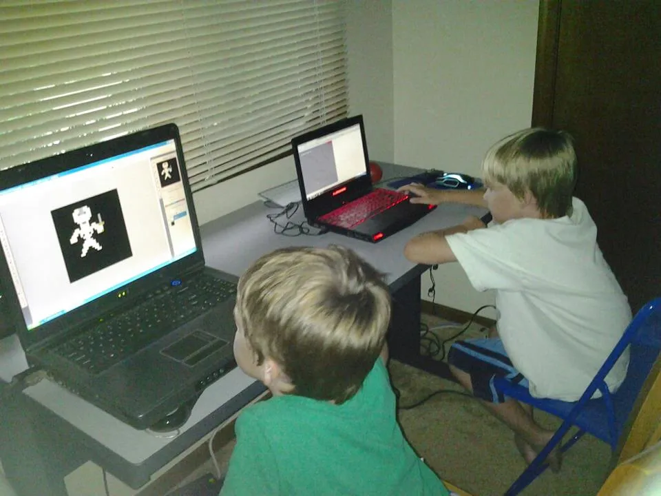 Boys working hard on game